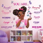 Trahoo - sg2 - 2315 sticker mural pour fille avec citations inspirantes et papillons noir