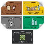 Trahoo - - stickers poubelle - stickers de recyclage - 5 autocollants tri slectif dchets, autocollant ...