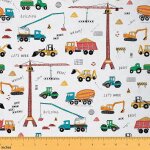 Trahoo - tissu excavateur pour enfant, tissu d'ameublement tracteur, tissu dcoratif de vhicule de constructi ...