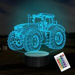 Trahoo - tracteur 3d illusion nuit lampe, 16 changement de couleur gradable hologramme eclairage, intelligent ...