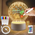 Trahoo - veilleuse en acrylique cadeau: 16 couleurs de veilleuse avec stylo effaable avec base lumineuse ...