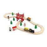 Train en bois avec pack de 37 pices pour enfants, jouet de construction, pour filles et garons
