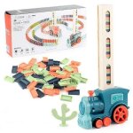 Train de dominos electrique, train de dominos electrique a blocs bleus, train de pose de dominos automatique ...