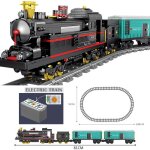 Train electrique classique a piles, blocs de construction en briques pour gar�ons, jouets pour enfants ...