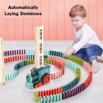 Train electrique dominos pour enfants, ensemble de voiture, son et lumi�re, pose automatique de dominos, ...