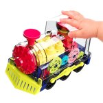 Train electrique a engrenages transparents, lumires colores, jouets musicaux educatifs prcoces pour ...