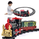 Train electrique de no�l pour enfants, jouet de construction avec son et eclairage, ensemble de train, ...