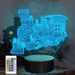 Train night light pour enfants b�b� adolescent illusion 3d lampe de locomotive optique, anniversaire ...