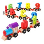 Train numrique en bois avec chiffres, voitures pour enfants, jouet educatif prcoce, mini train