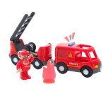 Train de pompier rouge, kit de jouet de train electrique magntique, modle de train en bois compatible ...
