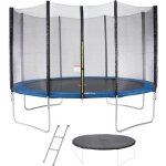 Trampoline � 360 cm bleu maxi eco - kangui - avec filet, echelle, couverture de protection