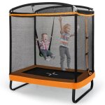 Trampoline et balan�oire pour enfants costway - rectangulaire 190x122cm - 40 ressorts galvanis�s - jaune ...