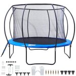 Trampoline - duoku - 12 pieds capacit� de 400 livres - avec filet de protection, echelle et poteau courb�, ...