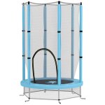 Trampoline enfant Ø140 cm - filet s�curit�, porte zipp�e, 6 poteaux rembourr�s - bleu ciel