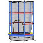 Trampoline enfant Ø140 cm max. 45 kg - filet scurit, porte zippe, 6 poteaux rembourrs - multicolore ...