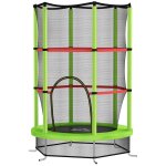 Trampoline enfant Ø140 cm max. 45 kg - filet scurit, porte zippe, 6 poteaux rembourrs - vert