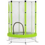 Trampoline enfant Ø140 cm max. 45 kg - filet scurit, porte zippe, 6 poteaux rembourrs - vert pomme ...