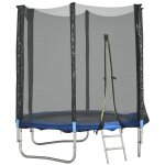 Trampoline d'ext�rieur Ø 180 cm avec filet de s�curit�, poteaux rembourr�s et echelle