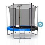 Trampoline extrieur classique 8ft Ø244cm avec coussin de protection rversible bleu / noir, echelle ...
