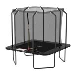 Trampoline extrieur luxury carr noir - 244x244cm - avec echelle, tapis de saut, matelas de protection ...