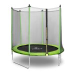 Trampoline de jardin - diamtre 244 x 180 cm - 80 kg - filet de scurit - noir / gris helloshop26 14 ...