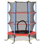 Trampoline de jardin enfant Ø 1, 75 x 1, 90h m filet de s�curit� porte zip�e couvre - ressorts + 6 poteaux ...