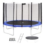 Trampoline rond bleu Ø360cm avec filet, echelle, b�che et kit ancrage