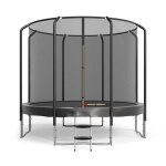 Trampoline semi - pro 10ft / 305cm noir avec filet de s�curit�, tapis de saut, coussin de protection, ...