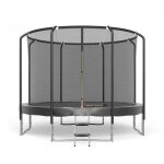 Trampoline semi - pro 12ft / 366cm noir avec filet de scurit, tapis de saut, coussin de protection, ...