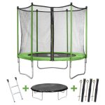 Trampoline yoopi 2 - � 2. 44 m - avec filet + echelle + couverture + kit d'ancrage