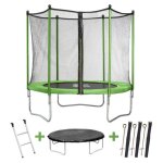 Trampoline yoopi - � 3. 05 m - avec filet + echelle + couverture + kit d'ancrage