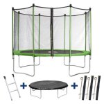 Trampoline yoopi - � 4. 25 m - avec filet + echelle + couverture + kit d'ancrage