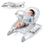 Transat bébé 2 en 1 costway - dossier 3 positions - siège fixe / bascule en tissu amovible lavable - ... Transat bébé 2 en 1 costway - dossier 3 positions - siège fixe / bascule en tissu amovible lavable - ...