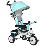 Tricycle enfant evolutif pare - soleil pliable canne t�lescopique amovible acier bleu turquoise