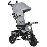 Tricycle enfant evolutif pare - soleil pliable canne t�lescopique amovible acier gris