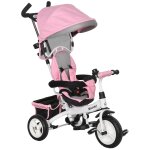 Tricycle enfant evolutif pare - soleil pliable canne t�lescopique amovible acier rose