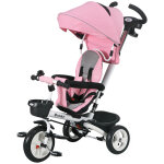 Tricycle enfant evolutif pliable pare - soleil canne t�lescopique amovible si�ge r�versible rose