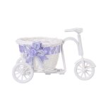 Tricycle panier a fleurs en osier pour vase a fleurs et cadeau decoration rangement - blanc violet