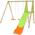 Trigano portique bois / mtal arroba 2, 30m - 2 balanoires + 1 plateforme 1, 20 m + 1 toboggan 2, 63m ...