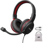Trkk - casque supra - auriculaire filaire pour enfants avec microphone  perche pour l'cole, les runions ...