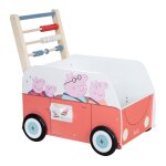 Trotteur bb peppa pig - bus et chariot enfant - horloge boulier et elments a tourner - bois rose - ...