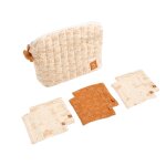 Trousse de toilette en double gaze de coton et carr�s eponge