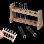 Tubes a essai miniatures pour maison de poup�e, support en bois, d�coration de laboratoire