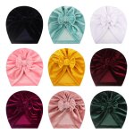Turban en coton pour bb fille, petit chapeau a nud papillon, casquette pour nouveau - n, turban, ...