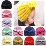Turban elastique pour nouveau - n�, chapeaux pour b�b�, epais, tricot� en laine, oreilles de lapin mignonnes, ...