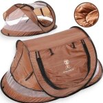 Twinky lit nomande d'enfant avec matelas 107x65x45 cm - tente et lit de voyage pop - up - marron