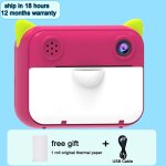Type1 rouge appareil photo instantan pour enfants, impression numrique, jouet pour filles, cadeau d'annivers ...