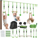 Tyrolienne enfant 10m max. 50kg - kit complet - nombreux accessoires - vert