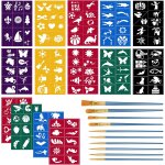 Tzf - 14 pices pochoir maquillage enfant, pochoirs de peinture faciale rutilisables tatouage de peinture, ...