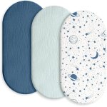 Tzf - lot de 3 draps - housses pour parc, 100 % mousseline de coton, doux et de qualit suprieure, draps ...